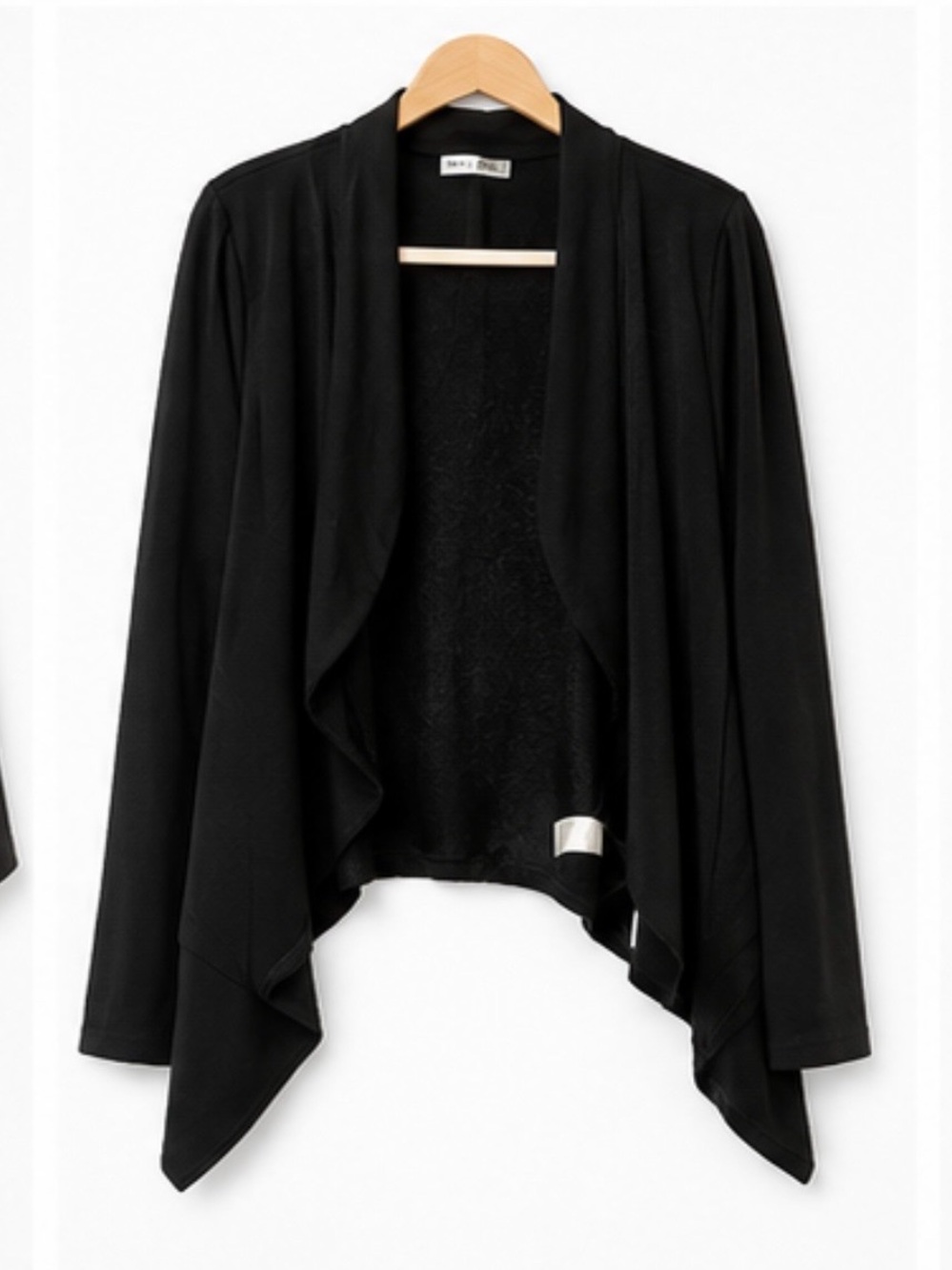 Doublju Black Draped Open-Front Blazer
